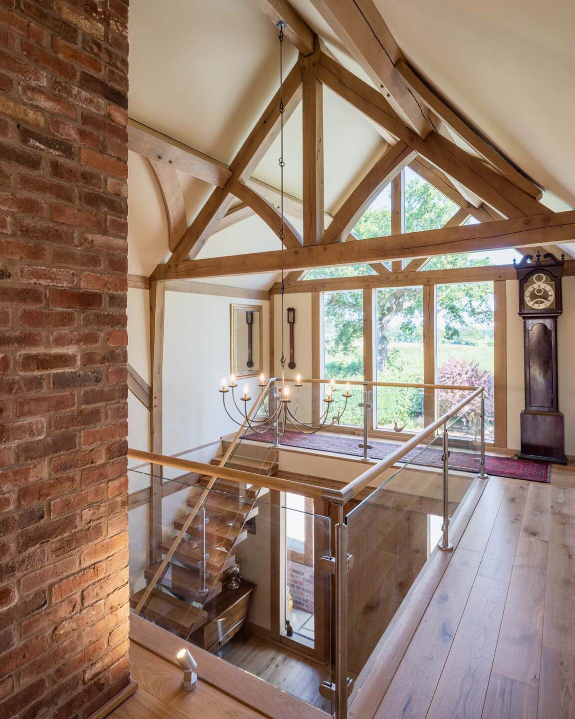 Classic style oak frame second floor truss