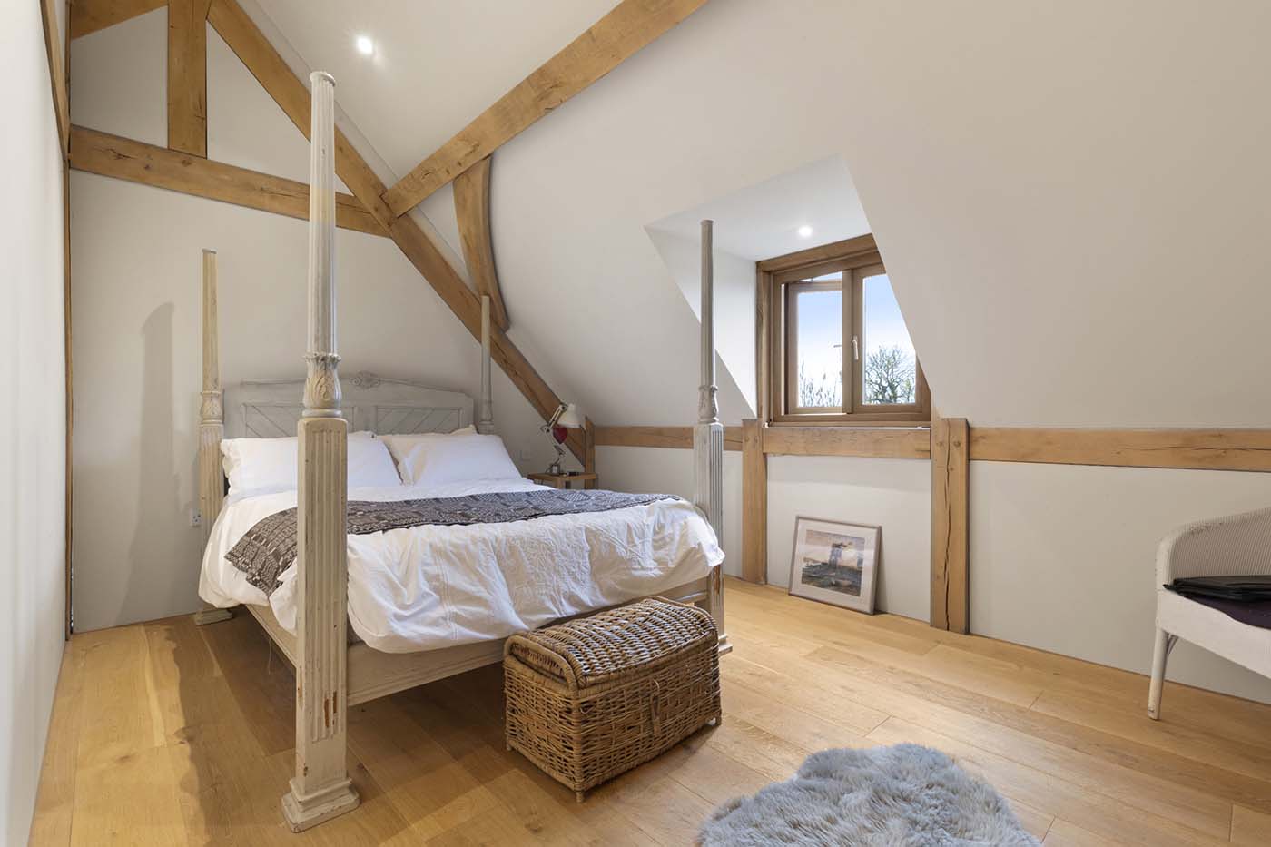 oak framed bedroom