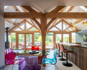 Kitchen Extension Interior In Oak Frame - Oak Frame Roof Truss