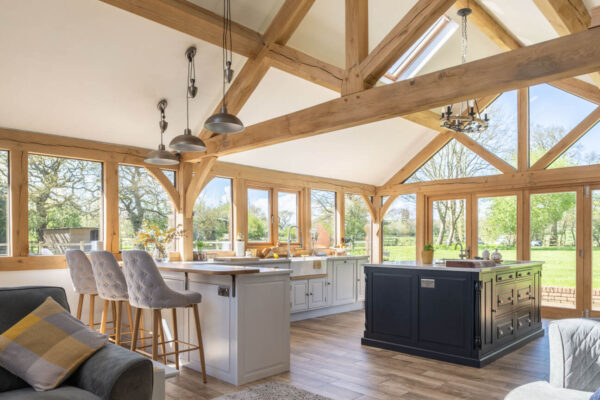oak framed buildings, oak frame extension, oak frame kitchen extension
