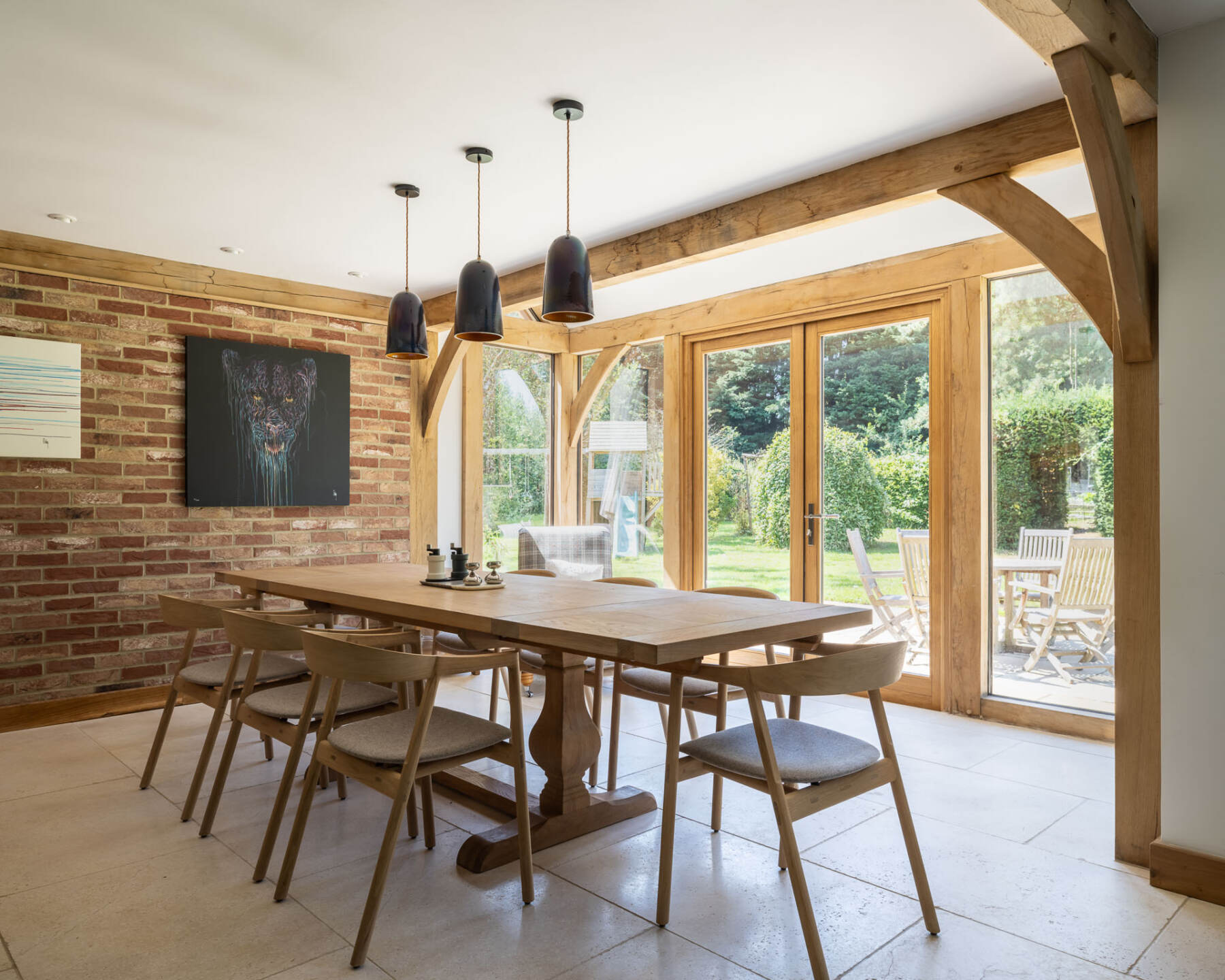 Oak frame house with open plan layout by Welsh Oak Frame