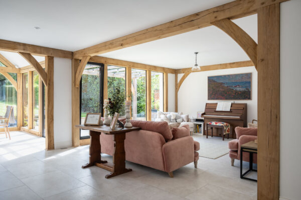 Oak framed kitchen extension, oak framed lounge