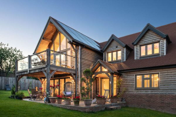 Oak frame home with cladded timber exterior